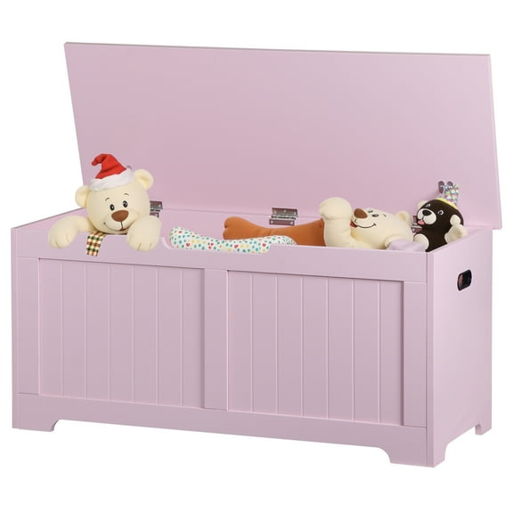 YKITRD Kids Toy Box Storage, 300lbs Capacity MDF Toy Chest, Safety Hinge Anti-Pinch Multifunctional Storage Bench, 39.4"L Large Capacity Toy Organizer,Pink