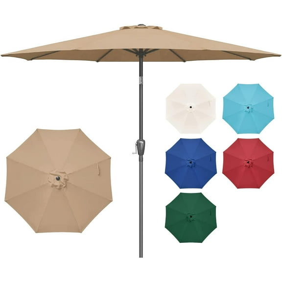 YKITRD Outdoor Table Umbrella - Market Style Canopy for Patio, Garden and More - Available in Tan ,10ft