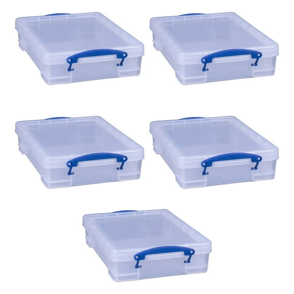 YKITRD Really Useful Box 4L Storage Container with Lid and Clip Lock Handles, (5 Pack)
