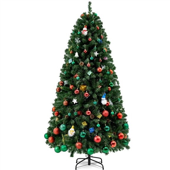 YKITRD Unlit Artificial Christmas Tree, Multiple Sizes Available, PVC & Powder-coated Steel, Auto-Shaping, Easy Assembly,Green,6ft