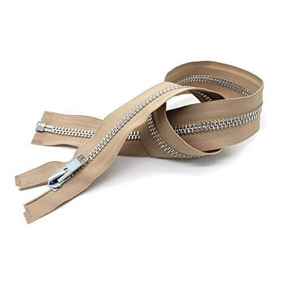 YKK #10 10 Inch to 36 Inch Aluminum Separating Jacket Zipper Extra Heavy Duty Metal Zippers for Sewing Coats Crafts (Beige - 573, 18 Inches)