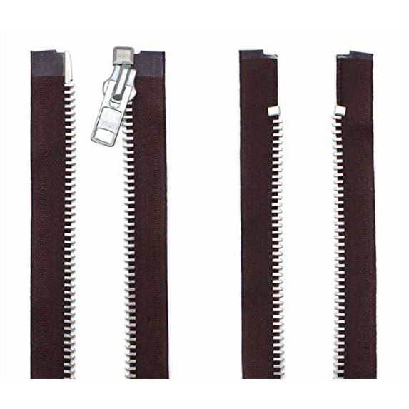 YKK #10 10 Inch to 36 Inch Aluminum Separating Jacket Zipper Extra Heavy Duty Metal Zippers for Sewing Coats Crafts (Brown - 570, 33 Inches)