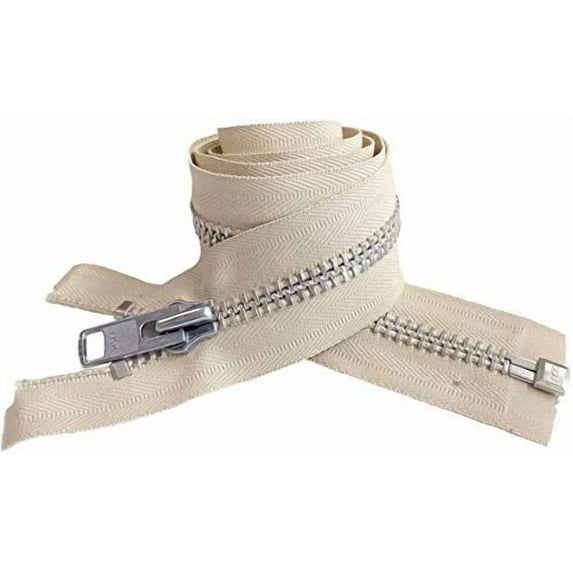 YKK #10 10 Inch to 36 Inch Aluminum Separating Jacket Zipper Extra Heavy Duty Metal Zippers for Sewing Coats Crafts (Lite Beige - 572, 34 Inches)