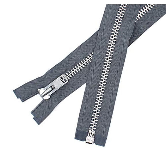 YKK #10 10 Inch to 36 Inch Aluminum Separating Jacket Zipper Extra Heavy Duty Metal Zippers for Sewing Coats Crafts (Medium Grey - 578, 27 Inches)