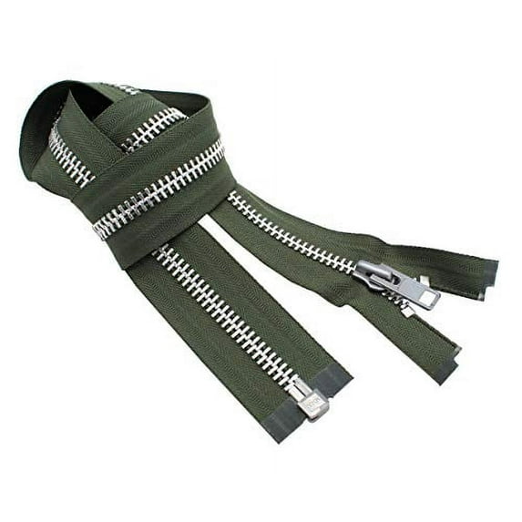 YKK #10 10 Inch to 36 Inch Aluminum Separating Jacket Zipper Extra Heavy Duty Metal Zippers for Sewing Coats Crafts (Olive Green - 567, 31 Inches)