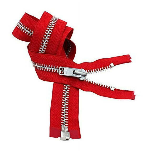 YKK #10 10 Inch to 36 Inch Aluminum Separating Jacket Zipper Extra Heavy Duty Metal Zippers for Sewing Coats Crafts (Red - 519, 23 Inches)