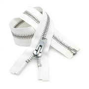 YKK #10 10 Inch to 36 Inch Aluminum Separating Jacket Zipper Extra Heavy Duty Metal Zippers for Sewing Coats Crafts White - 501, 29 Inches