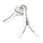 YKK #10 10 Inch to 36 Inch Aluminum Separating Jacket Zipper Extra Heavy Duty Metal Zippers for Sewing Coats Crafts White - 501, 34 Inches