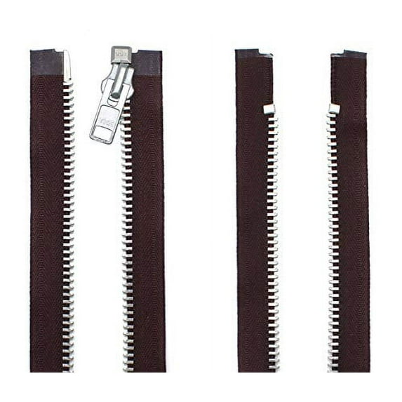 YKK #10-12 Inches to 36 Inches Aluminum Separating Jacket Extra Heavy Duty Metal Zippers for Sewing Coats Crafts (1 Zipper per Pack) Color #570 Brown (23 Inches)