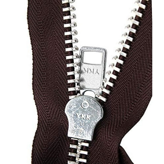 YKK #10-12 Inches to 36 Inches Aluminum Separating Jacket Extra Heavy Duty Metal Zippers for Sewing Coats Crafts (1 Zipper per Pack) Color #570 Brown (28 Inches)