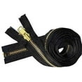 thumbnail image 1 of YKK #10 Brass Separating Extra Heavy Duty Jacket Zipper - Chaps Zippers for Crafter's Special Color Black #580 - Custom Length (Made in USA) (27''), 1 of 1