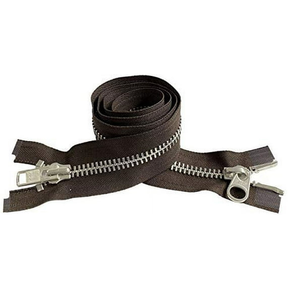 YKK #10 Extra Heavy Duty Aluminum Brown Parka"2-Way" Dual Separating Jacket Zipper - Color: Brown #570 - Made in The United States (1 Zipper Per Pack)