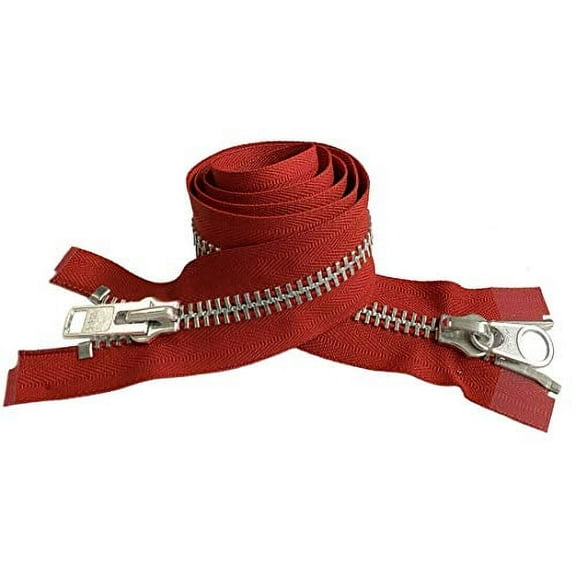 YKK #10 Extra Heavy Duty Aluminum Hot Red Parka"2-Way" Dual Separating Jacket Zipper - Choose Your Length - Color: Hot Red #519 - Made in The United States (1 Zipper Per Pack) (27" Inches)