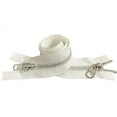 thumbnail image 1 of YKK #10 Extra Heavy Duty Aluminum White Parka"2-Way" Dual Separating Jacket Zipper - Choose Your Length - Color: White - Made in The United States (1 Zipper Per Pack), 1 of 2