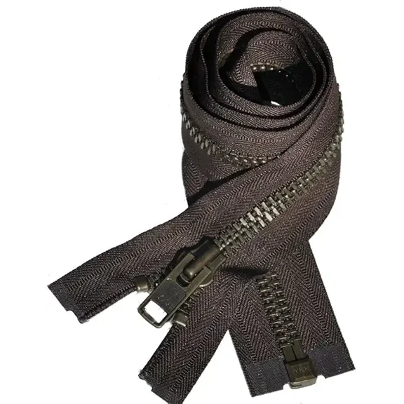 YKK #10 Extra Heavy Duty Antique Brass Brown Parka Separating Jacket Zipper - Color: Brown #570 - Made in The United States (1 Zipper Per Pack) (24" Inches)