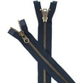 thumbnail image 1 of YKK #10 Extra Heavy Duty Antique Brass Navy Parka"2-Way" Dual Separating Jacket Zipper - Color: Navy #560 - Made in The United States (1 Zipper Per Pack), 1 of 3