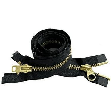 YKK #10 Extra Heavy Duty Brass Parka"2-Way" Dual Separating Jacket Zipper - Color: Black - Made in The United States (1 Zipper Per Pack)