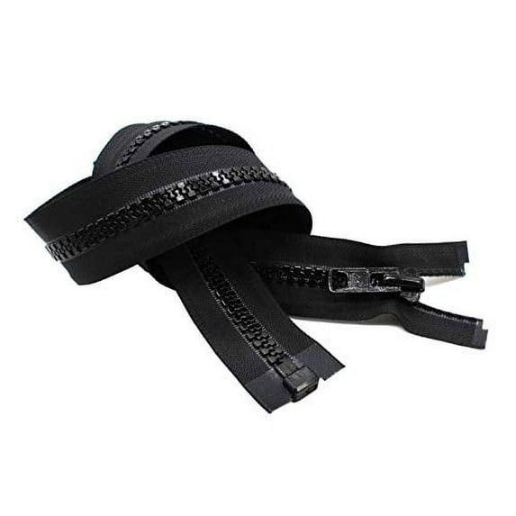 YKK #10 Heavy Duty Vislon Molded Plastic Marine or Jacket Separating Zipper - Choose Your Length - Color: Black - Made in The United States (1 Zipper Per Pack) (108" Inches)
