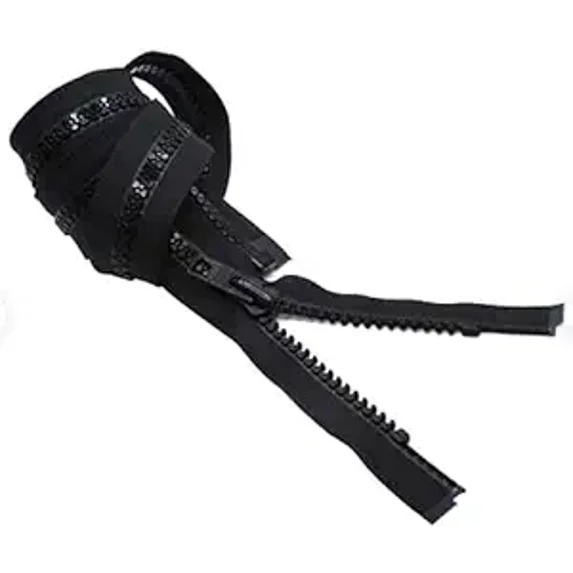 YKK #10 Heavy Duty Vislon Molded Plastic Marine or Jacket Separating Zipper - Choose Your Length - Color: Black - Made in The United States (1 Zipper Per Pack) (22" Inches)