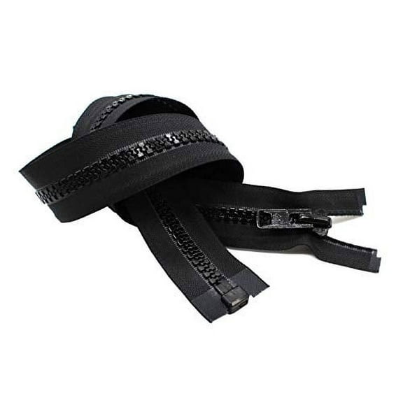 YKK #10 Heavy Duty Vislon Molded Plastic Marine or Jacket Separating Zipper - Choose Your Length - Color: Black - Made in The United States (1 Zipper Per Pack) (28" Inches)