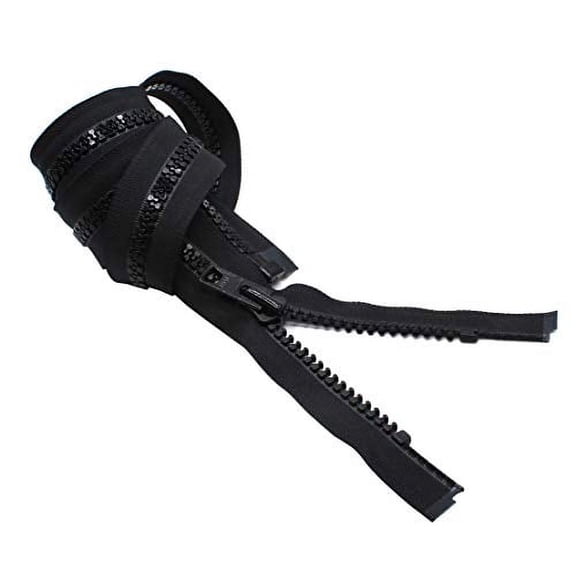YKK #10 Heavy Duty Vislon Molded Plastic Separating Zippers - Black or White (Black, 10" Inches)