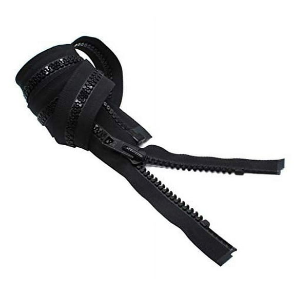 YKK #10 Heavy Duty Vislon Molded Plastic Separating Zippers - Black or White (Black, 17" Inches)