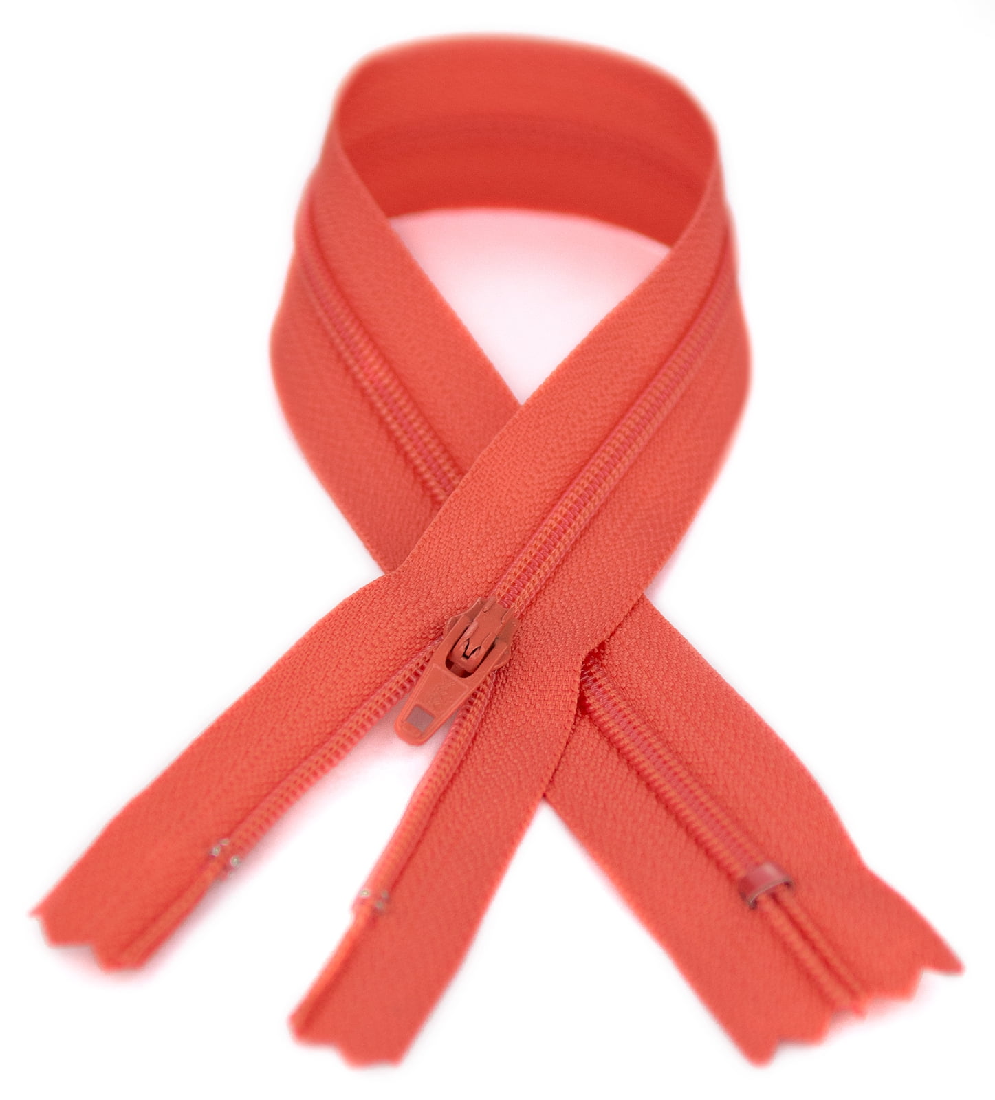 YKK® #3 Lightweight Closed-End Zipper, 7 Inch Length, Geranium Orange 816 (100 Pack)