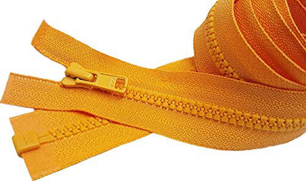 YKK #3 Molded Vislon Orange Yellow Lightweight Jacket Separating Zipper - Choose Your Length - Color: Orange Yellow #507 - Made in The United States (1 Zipper Per Pack) (22" Inches)