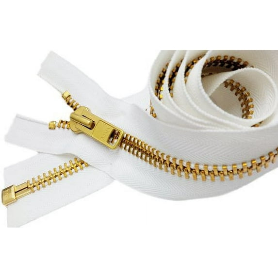 YKK 35" Extra Heavy Duty Jacket Zipper (Special Custom) YKK #10 Brass Separating ~ Color 501 White (1 Zipper/Pack)