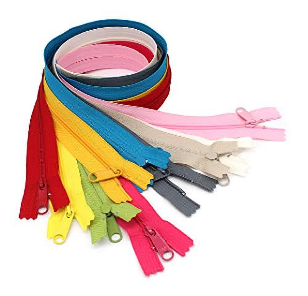 YKK #4.5 Handbag Zipper 48" to 60" with Extra-Long Pull Slider ~ Closed Bottom ~ Assortment of Colors and Size (25 Zippers/Pack)
