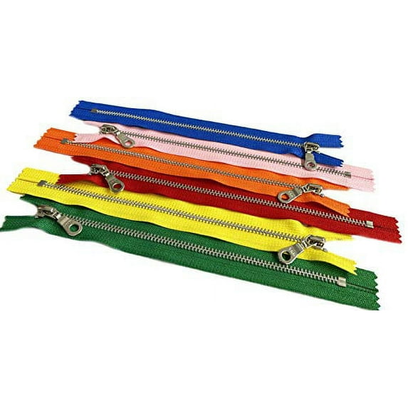 YKK #5 Aluminum with Donut Pull (Mix of Hot Seasonal 6 Colors) 6 Pcs Metal Zipper Closed-End for Small Handbag or Pouch 4" - 9" (5 Inches)