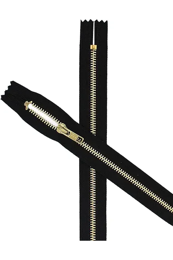 YKK #5 Brass Coverall Zipper - Closed Bottom (Color Black) (26'')