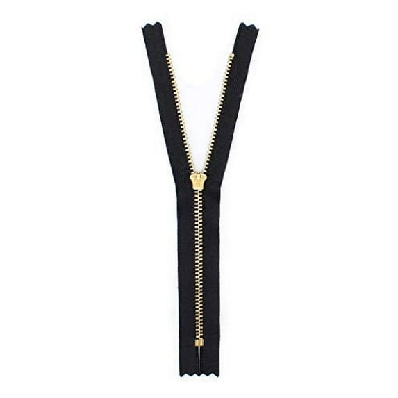 YKK #5 Extra Strong Brass Pants Zippers (Closed Bottom) - Color 580 Black (3 Zippers/Pack) (7" Inches)