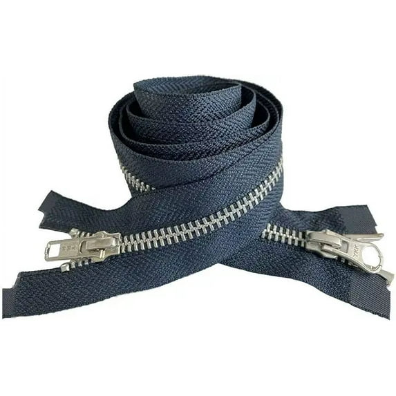 YKK #5 Medium Weight Aluminum Navy "2-Way" Dual Separating Jacket Zipper - Color: Navy #560 - Made in The United States (1 Zipper Per Pack) (28" Inches)