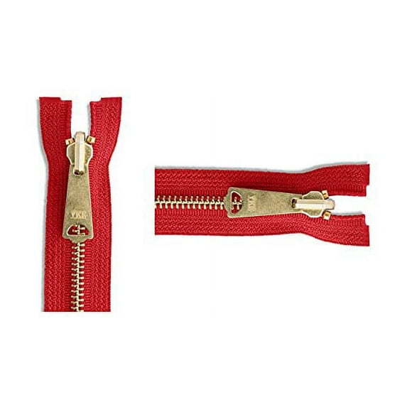 YKK #5 Medium Weight Brass Hot Red Separating Sleeping Bag & Tent Zipper - Choose Your Length - Color: Hot Red #519 - Made in The United States (1 Zipper Per Pack) (72" Inches)