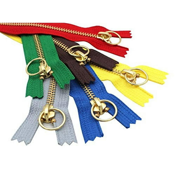 YKK #5 Metal Brass Closed Bottom Handbag/Craft Zippers - Ring Pull, Pick Color/Length (5 Zippers of The Same Color per Pack) (10" Inches, Jewel Green #876)