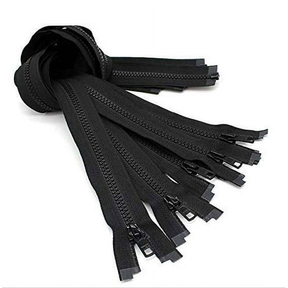 YKK #5 Vislon Molded Plastic Ski + Sport Separating Zippers (10 Zippers per Pack) Color Black (11")