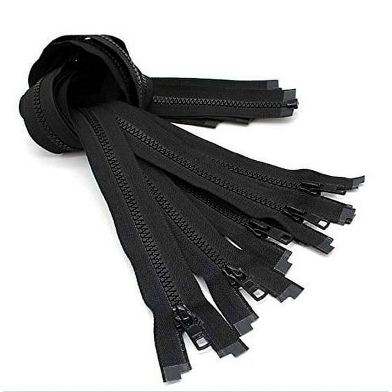 YKK #5 Vislon Molded Plastic Ski + Sport Separating Zippers (10 Zippers per Pack) Color Black (15")