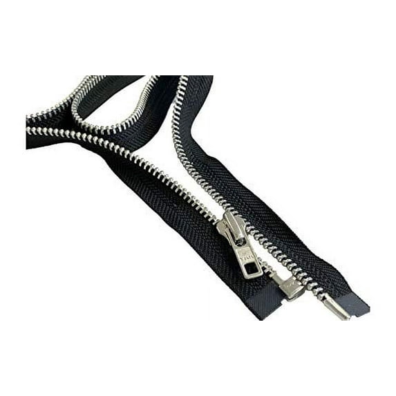 YKK #7 14 Inch to 36 Inch Aluminum Separating Jacket Zipper Heavy Duty Metal Zippers for Sewing Coats Crafts -Color Black, Beige or Brown (Black - 580, 25 Inches)