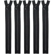 YKK  Black #4.5 Handbag   Extra-Long Pull Zipper 5 Zippers Per Pack 14 Inches