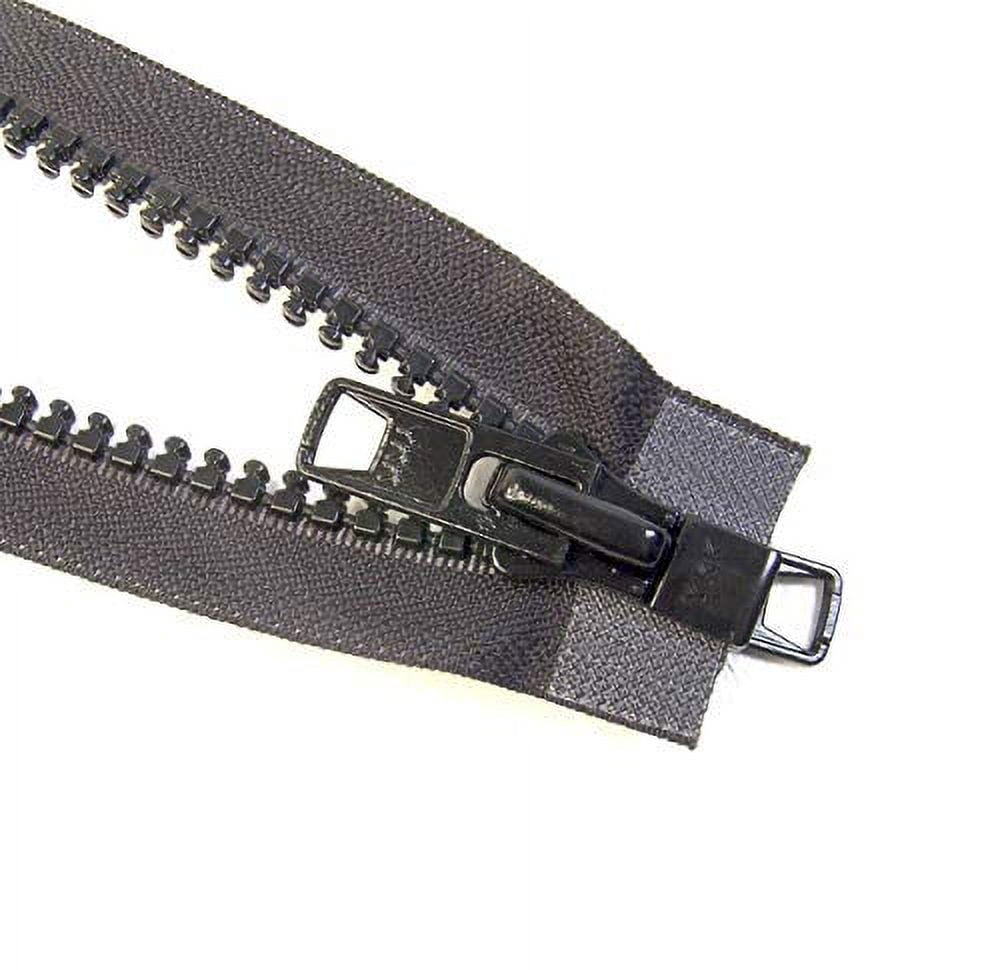 YKK Brand Zipper, Black #10 Separates at The Bottom, Marine Grade Metal Tab Slider, Heavy Duty (250" Inches)