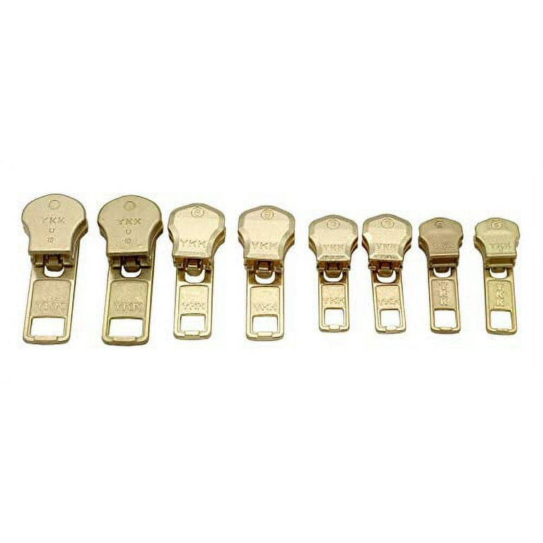 YKK Jacket Zipper Repair Kit- 8 Sets Brass Auto Lock Sliders Assorted 2 of  #5, 2 of #7, 2 of #8 and 2 of #10 Included Top & Bottom Stops