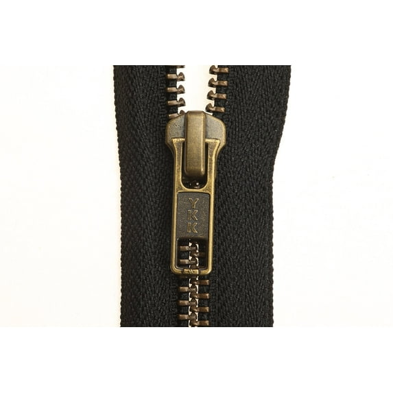 YKK Open End Zip - Black Tape - Antique Metal Tooth/Finish - Heavy Duty - Hd-3 - 6/7/8/9/11/16/17/18/19/20/21/22/23/24/25/26/27/28/29/30/31/32/33/34/35/36/37/38/39/40 Inch (24 Inch (61 Cm)) Black