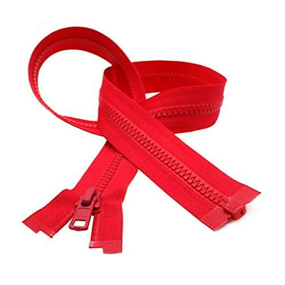 YKK Ski & Sport Jacket Vislon Zipper, Number #5 Molded Plastic Separating Bottom 14" to 36" Inches - Medium Weight - Atom Red - 820 (2 Zippers/Pack) (25 Inches)
