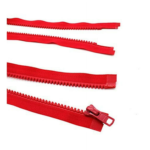 YKK Ski & Sport Jacket Vislon Zipper, Number #5 Molded Plastic Separating Bottom 14" to 36" Inches - Medium Weight - Atom Red - 820 (2 Zippers/Pack) (33 Inches)