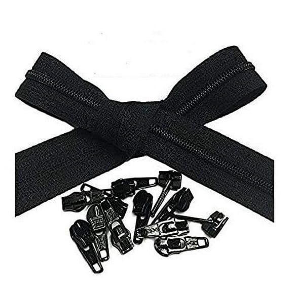 YKK - Zipper Repair Kit Solution YKK #3 Nylon Coil Chain Zipper Color Black - 10 Yards Nylon Coil Chain Pack Plus 25pcs YKK #3 Coil Auto Slider Made in USA