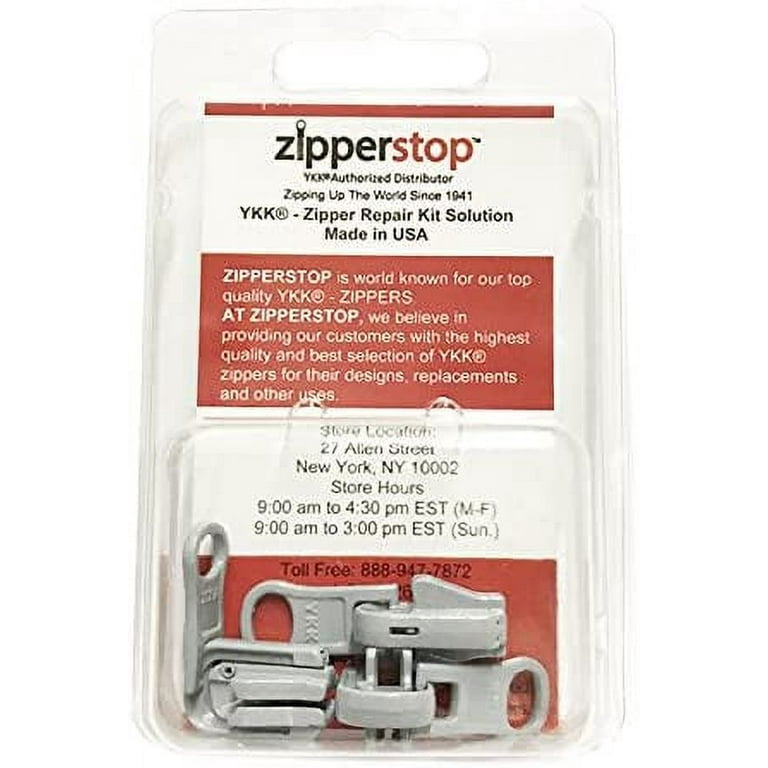YKK Zipper Repair Kit Solution, 5 Molded Reversible Fancy Pulls Vislon  Slider (Made in USA) - 3 Pulls Per Pack (Medium Grey 3pcs) 
