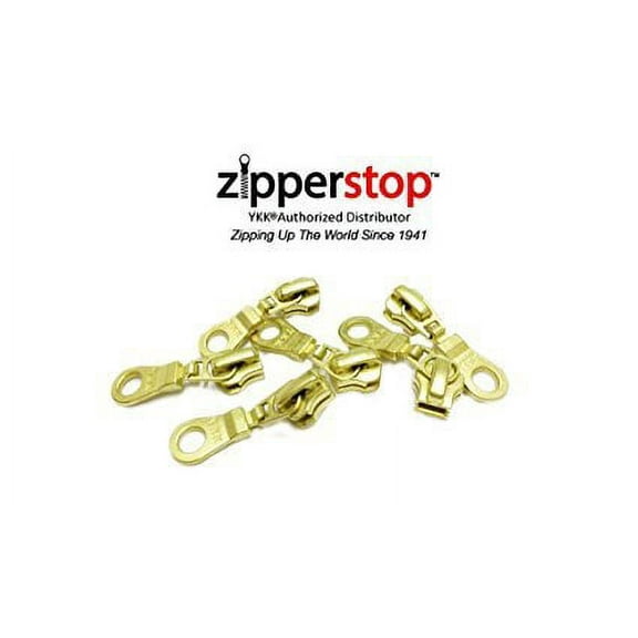 YKK - Zipper Repair Kit Solution, YKK #5 Brass Metal Your Choice of Fancy Pulls of YKK #5 Brass Slider Made in USA - 12 Pulls Per Pack (Auto Locking Donut Pull Slider)