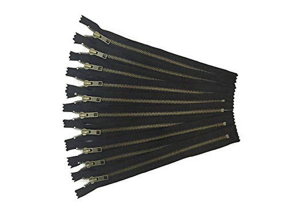 YKK Zippers Black Antique Gold No. 5 Metal Zips 14 inch Set of 12