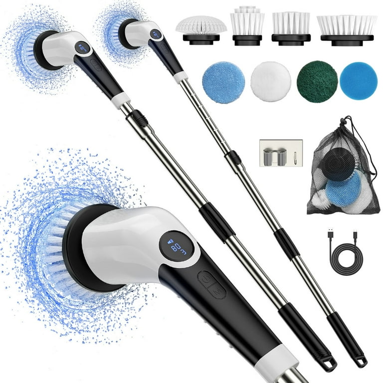YKYI Electric Spin Scrubber, 8 Brush Heads, 3-Speed Voice